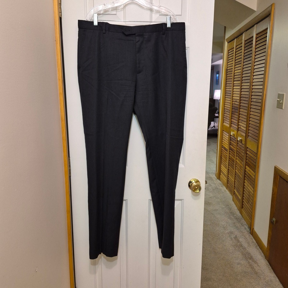 Pronto Uomo Platinum Mens Black 100% Wool Flat Front Dress Pants 40x33